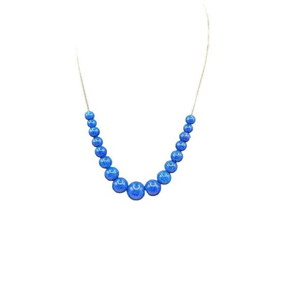 14k Graduated Lapis Lazuli Beaded Necklace 19" Yellow Gold Chain 7.1mm-13mm Bead - Picture 5 of 16